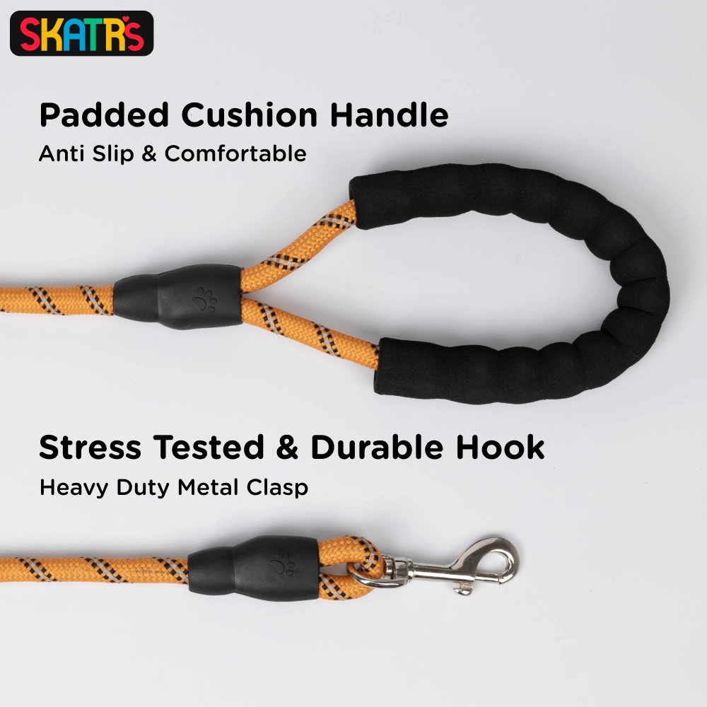 Skatrs Reflective Nylon Rope Leash for Dogs (Orange)
