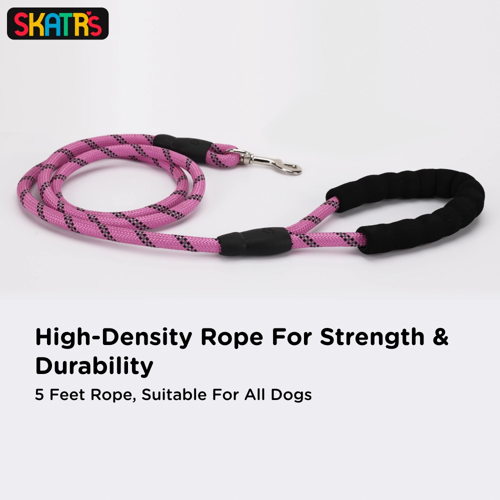 Skatrs Reflective Nylon Rope Leash for Dogs (Pink)