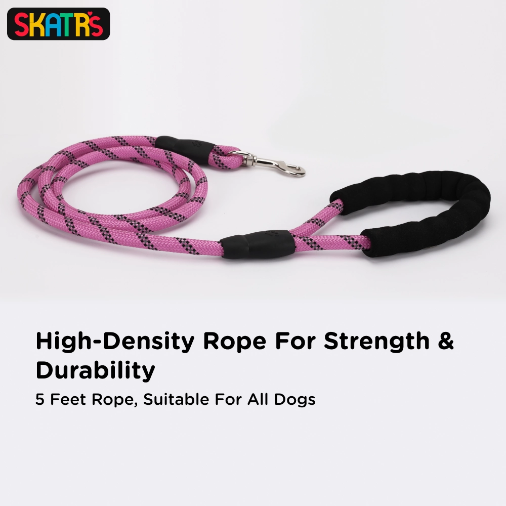 Skatrs Reflective Nylon Rope Leash for Dogs (Pink)