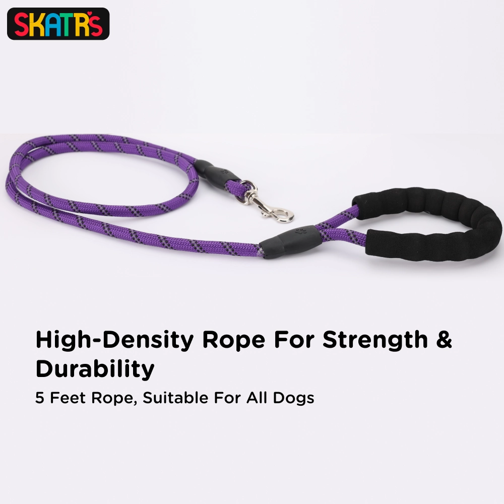 Skatrs Reflective Nylon Rope Leash for Dogs (Purple)