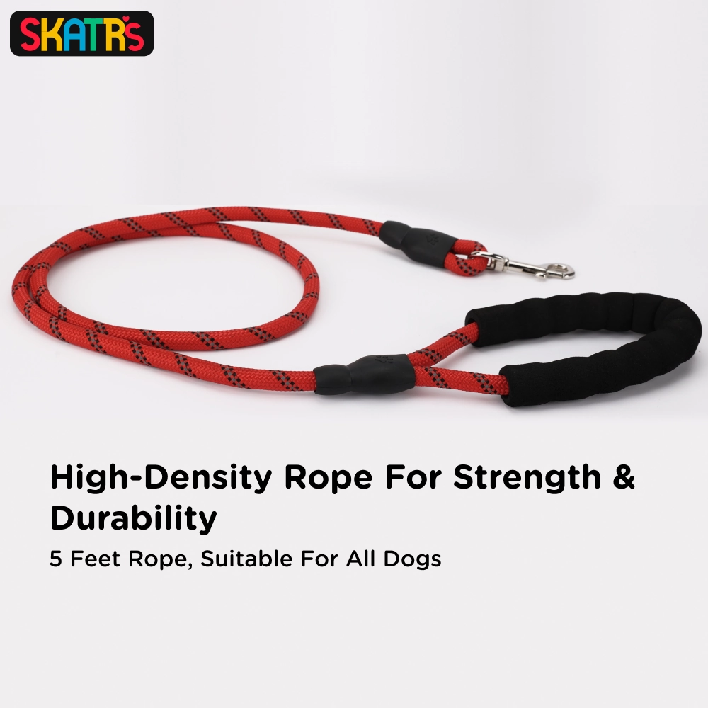 Skatrs Reflective Nylon Rope Leash for Dogs (Red)