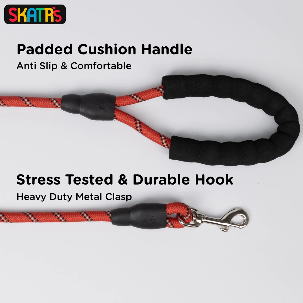 Skatrs Reflective Nylon Rope Leash for Dogs (Red)