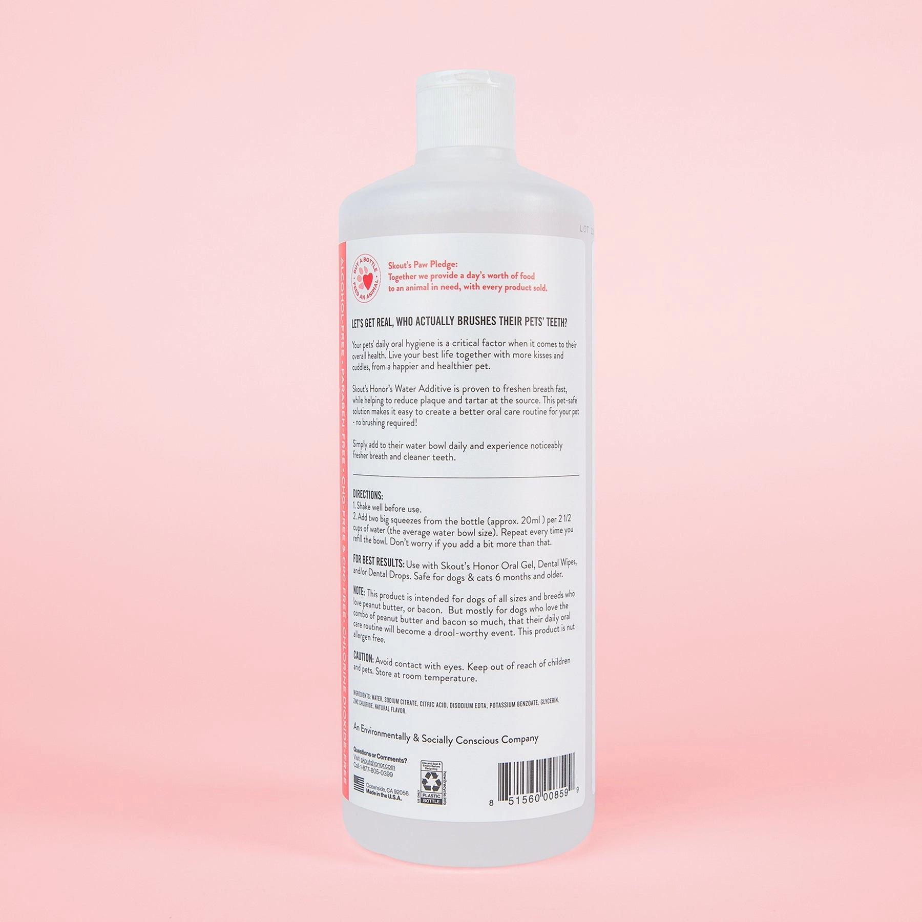 Skout's Honor Oral Care Peanut Butter and Bacon Flavored Water Additive for Dogs and Cats
