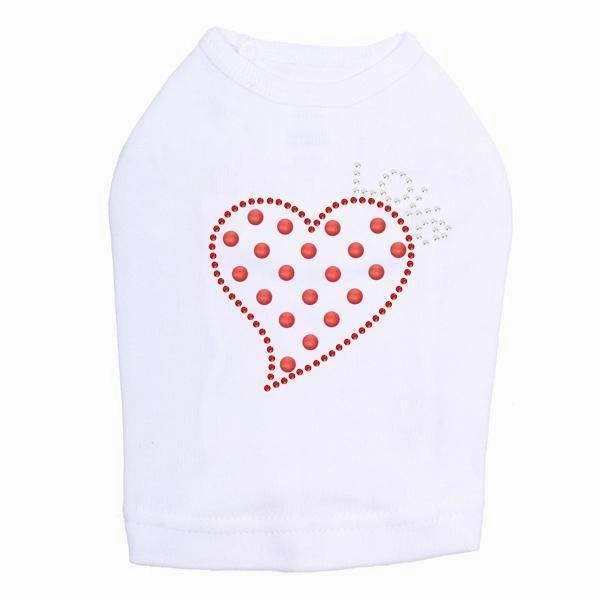 Small Love Polka Dot Heart Rhinestone Dog Tank