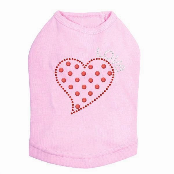 Small Love Polka Dot Heart Rhinestone Dog Tank