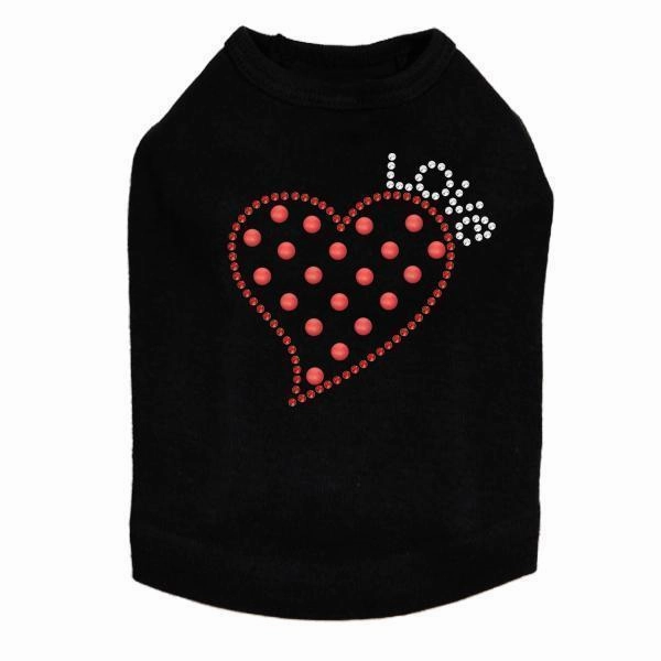 Small Love Polka Dot Heart Rhinestone Dog Tank