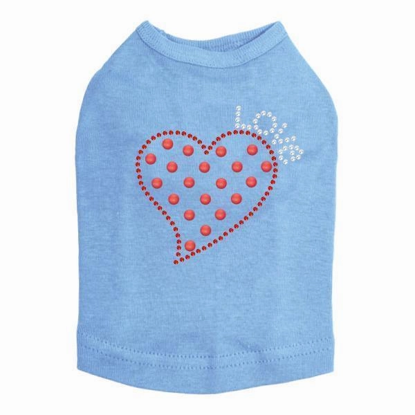 Small Love Polka Dot Heart Rhinestone Dog Tank