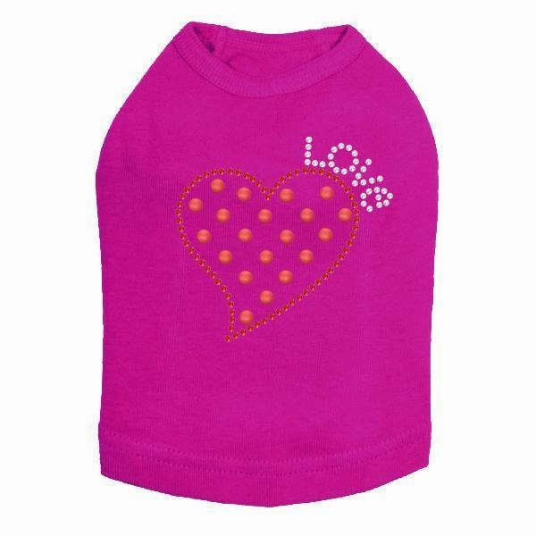 Small Love Polka Dot Heart Rhinestone Dog Tank
