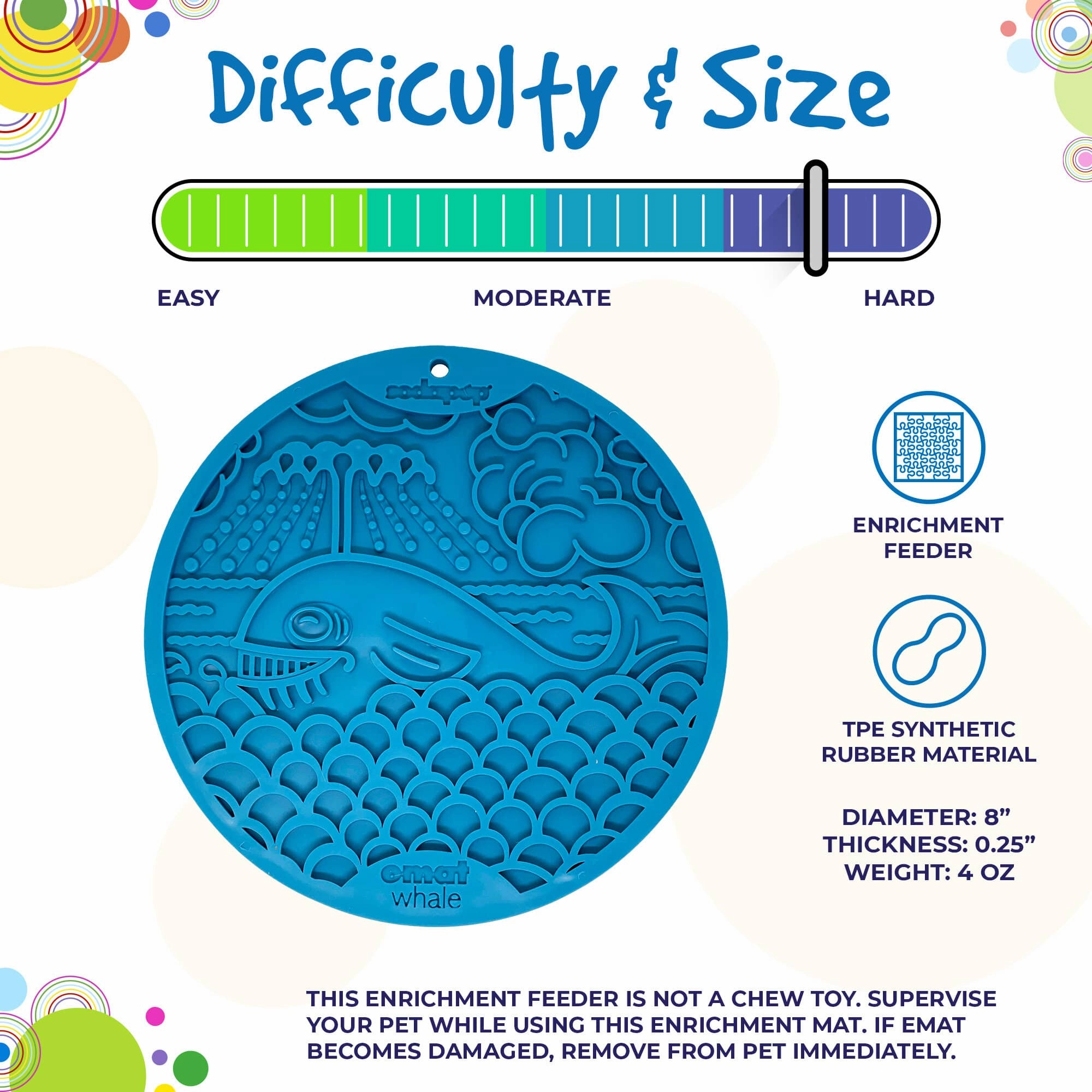 SodaPup Blue Whale Design eMat Enrichment Lick Mat With Suction Cups for Dogs