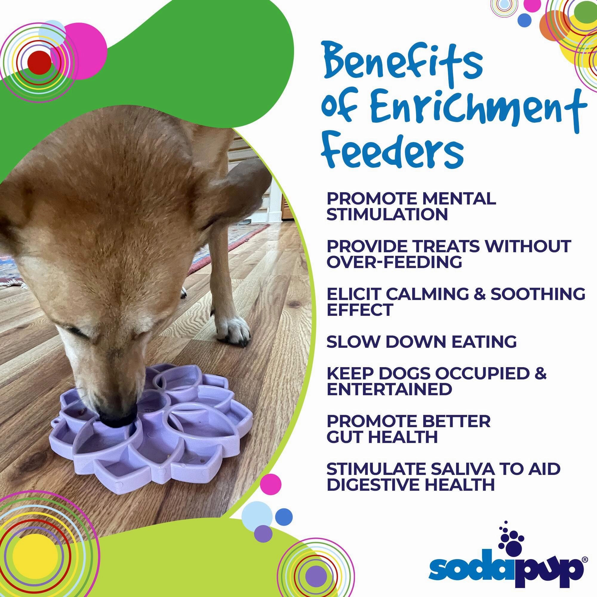 SodaPup Pastel Purple Mandala Softie eTray Enrichment Shallow Slow Feeder Bowl with Suction Cups for Dogs