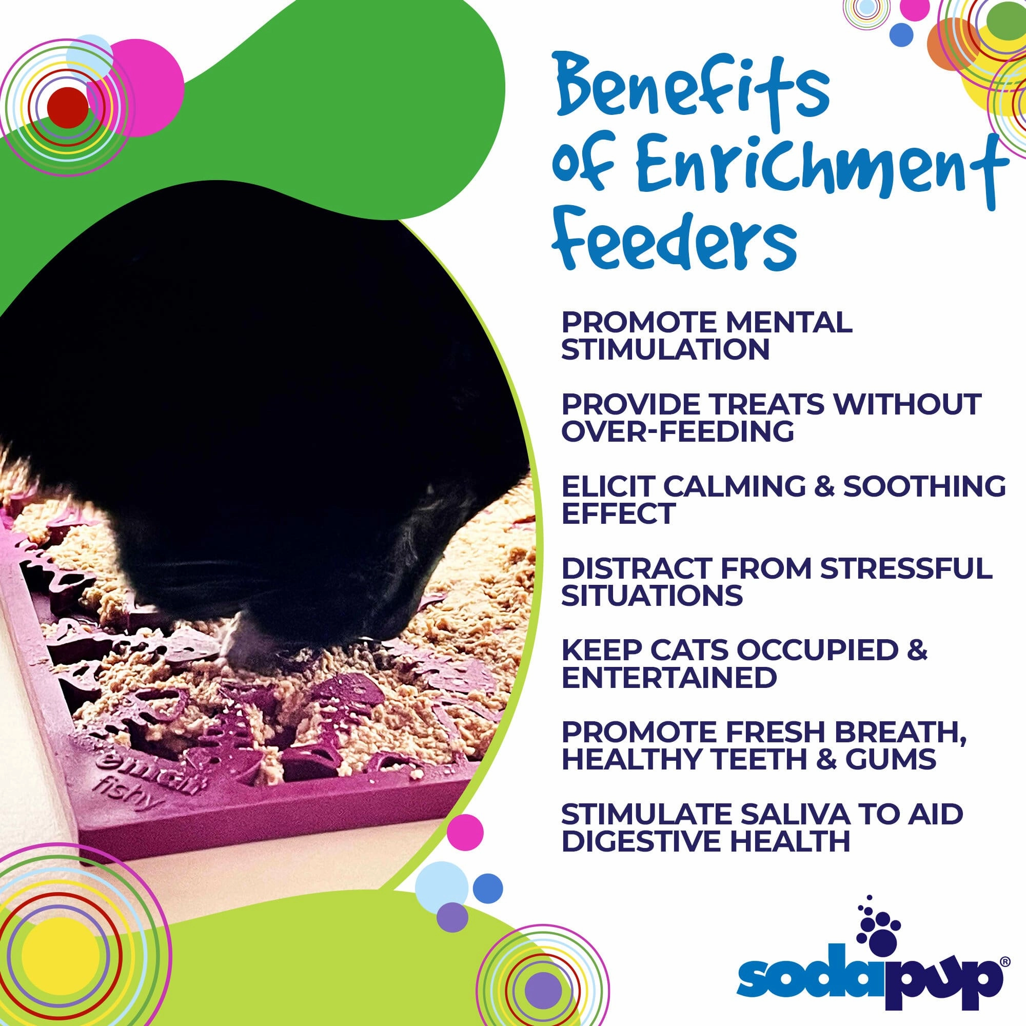 SodaPup Plum Fishy Design eMat Enrichment Lick Mat for Dogs & Cats