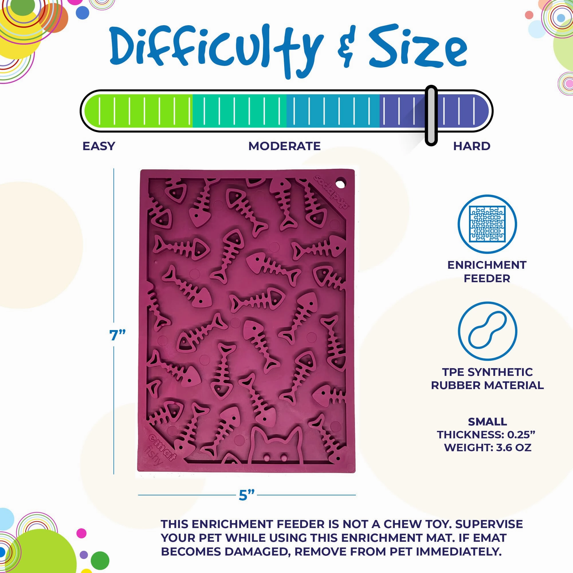 SodaPup Plum Fishy Design eMat Enrichment Lick Mat for Dogs & Cats