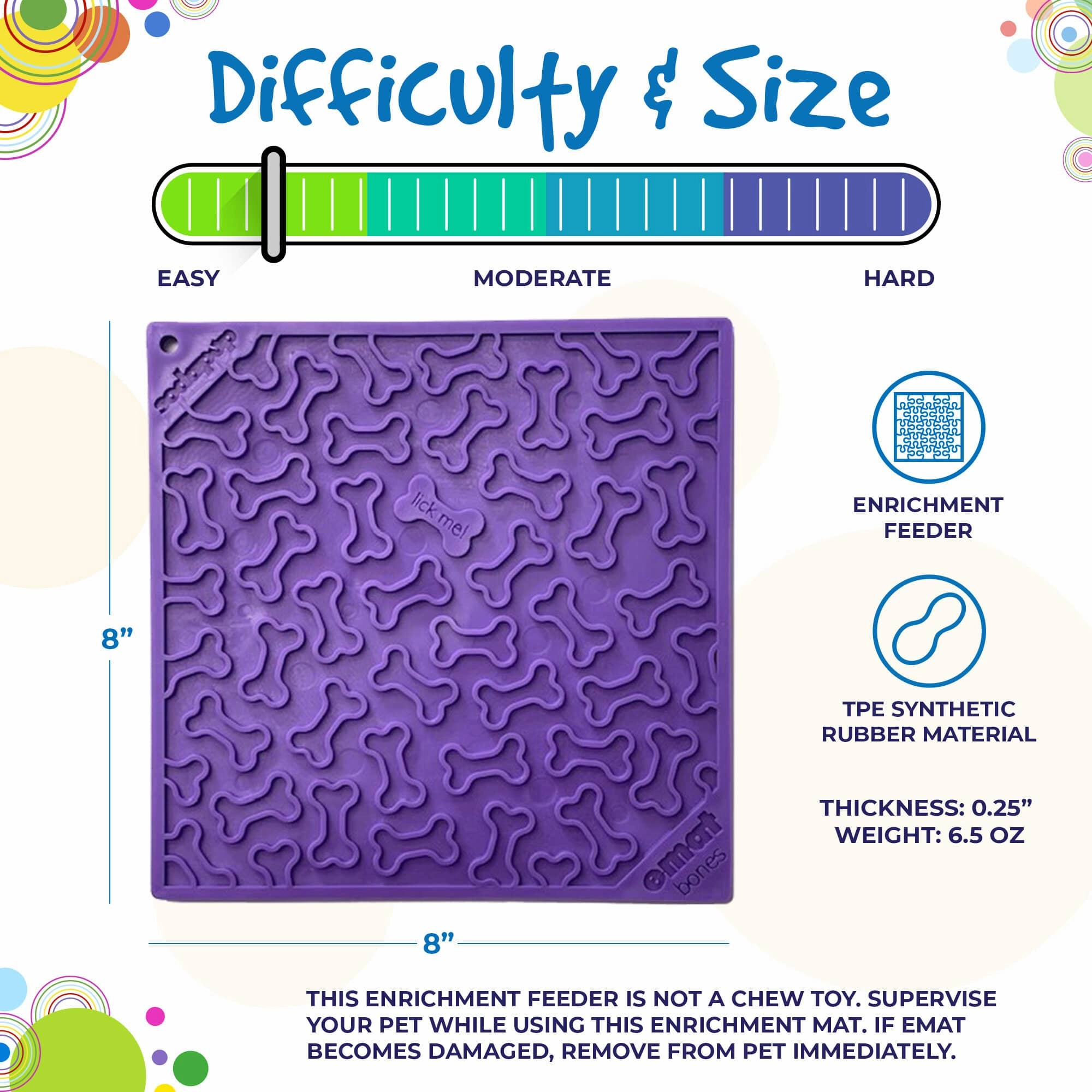 SodaPup Purple Bones Design eMat Enrichment Lick Mat for Dogs