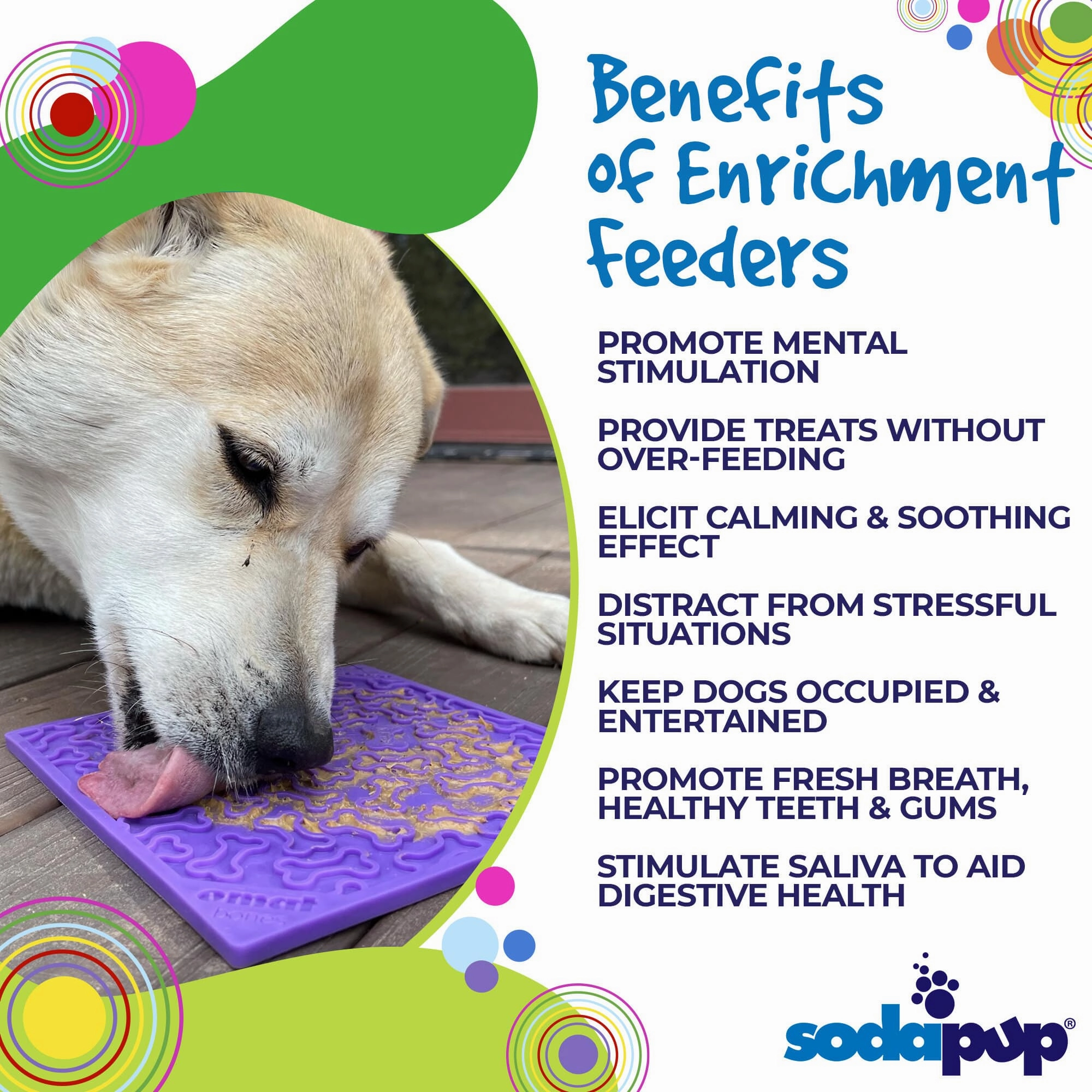 SodaPup Purple Bones Design eMat Enrichment Lick Mat for Dogs
