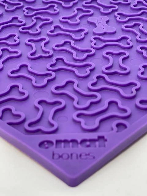 SodaPup Purple Bones Design eMat Enrichment Lick Mat for Dogs