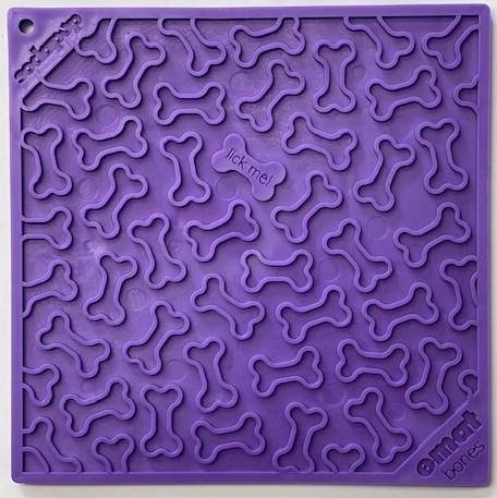 SodaPup Purple Bones Design eMat Enrichment Lick Mat for Dogs