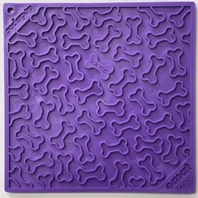 SodaPup Purple Bones Design eMat Enrichment Lick Mat for Dogs