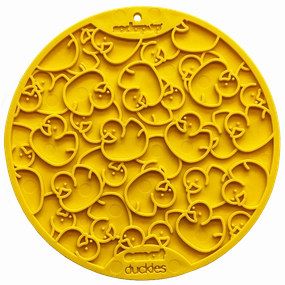 SodaPup Yellow Duckies Design eMat Enrichment Lick Mat With Suction Cups for Dogs
