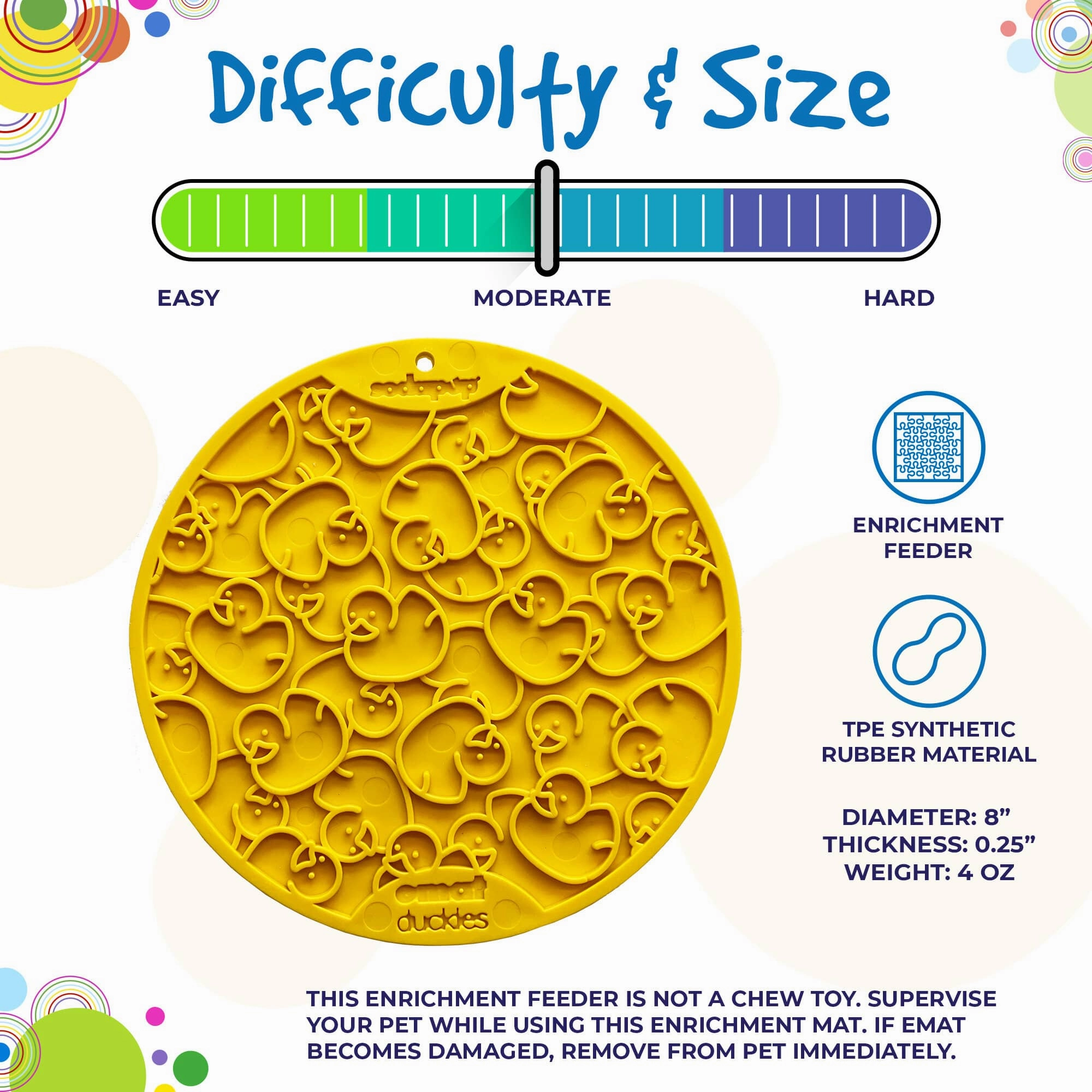 SodaPup Yellow Duckies Design eMat Enrichment Lick Mat With Suction Cups for Dogs