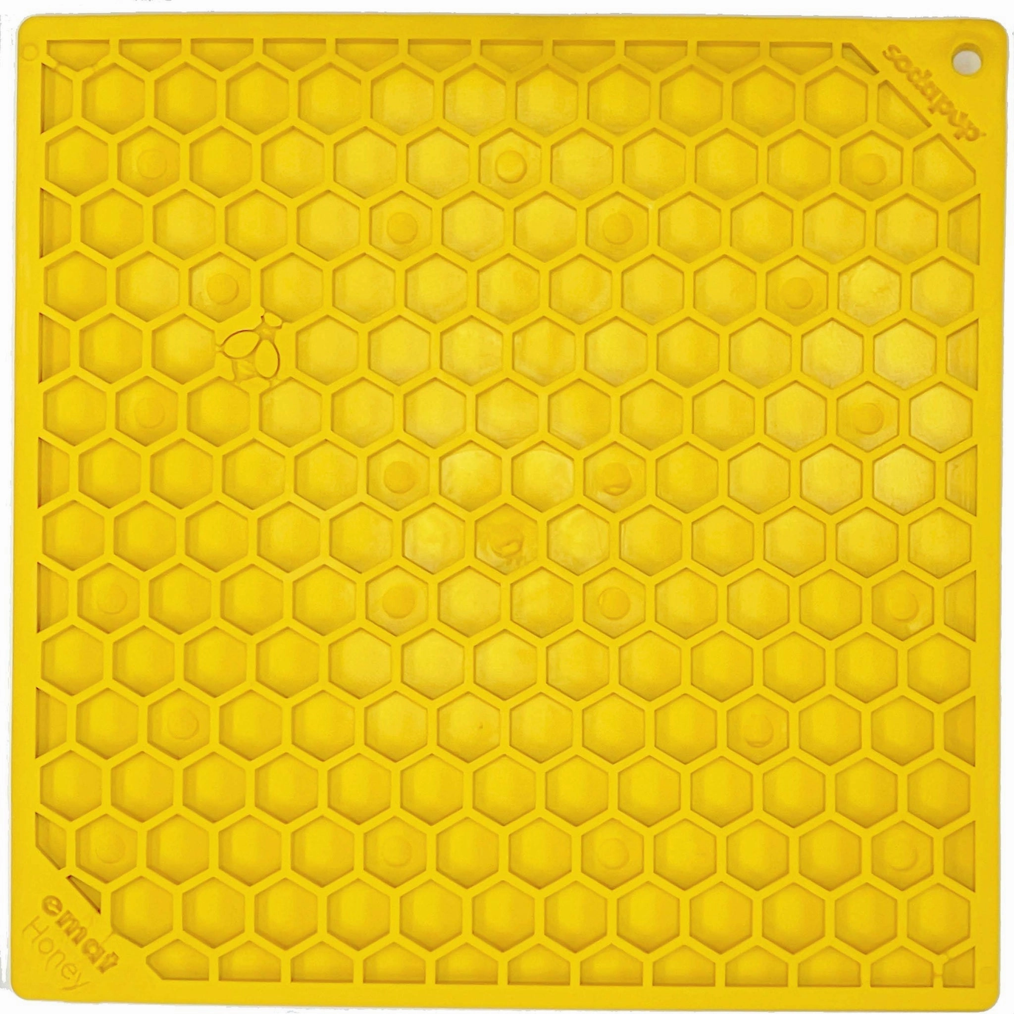SodaPup Yellow Honeycomb Design eMat Enrichment Lick Mat for Dogs & Cats