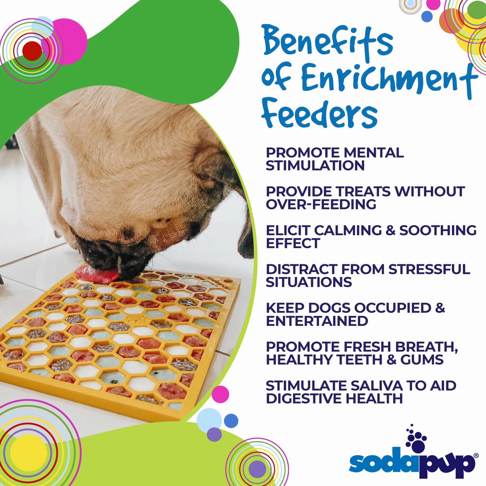SodaPup Yellow Honeycomb Design eMat Enrichment Lick Mat for Dogs & Cats