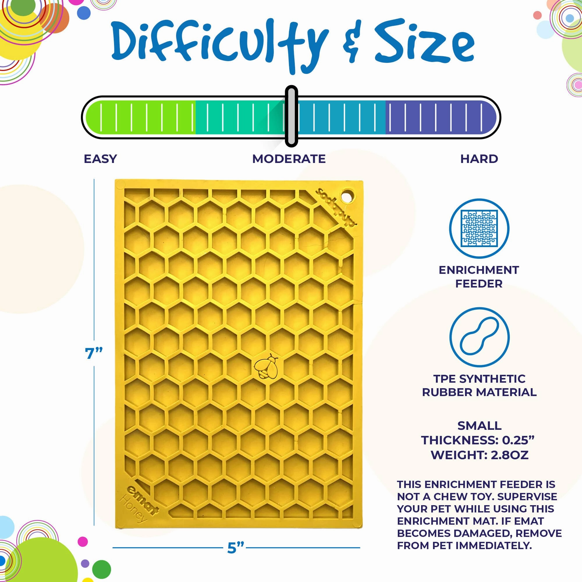 SodaPup Yellow Honeycomb Design eMat Enrichment Lick Mat for Dogs & Cats