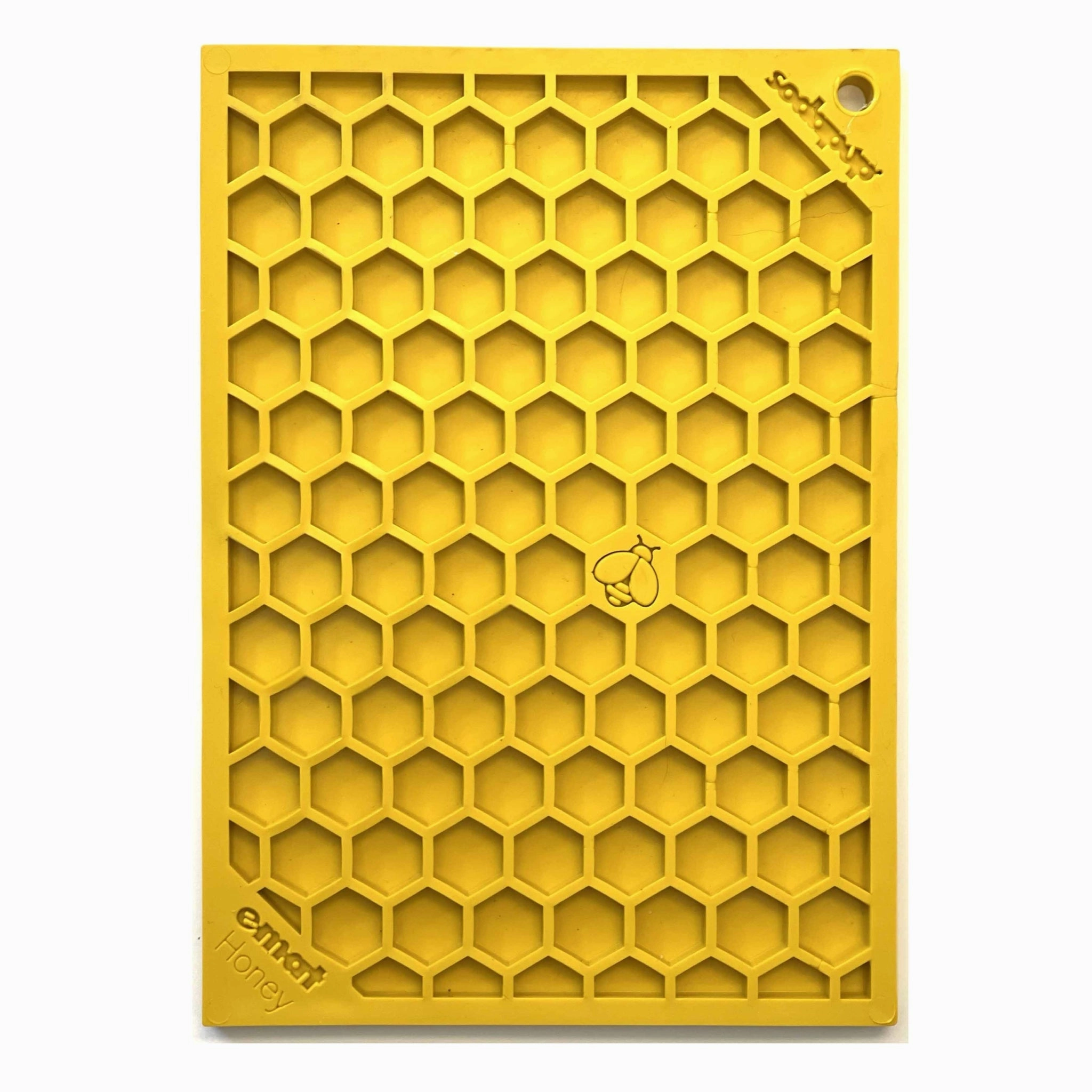 SodaPup Yellow Honeycomb Design eMat Enrichment Lick Mat for Dogs & Cats