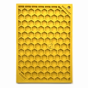 SodaPup Yellow Honeycomb Design eMat Enrichment Lick Mat for Dogs & Cats