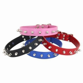 Spiked Leather Dog Collar Black 8"