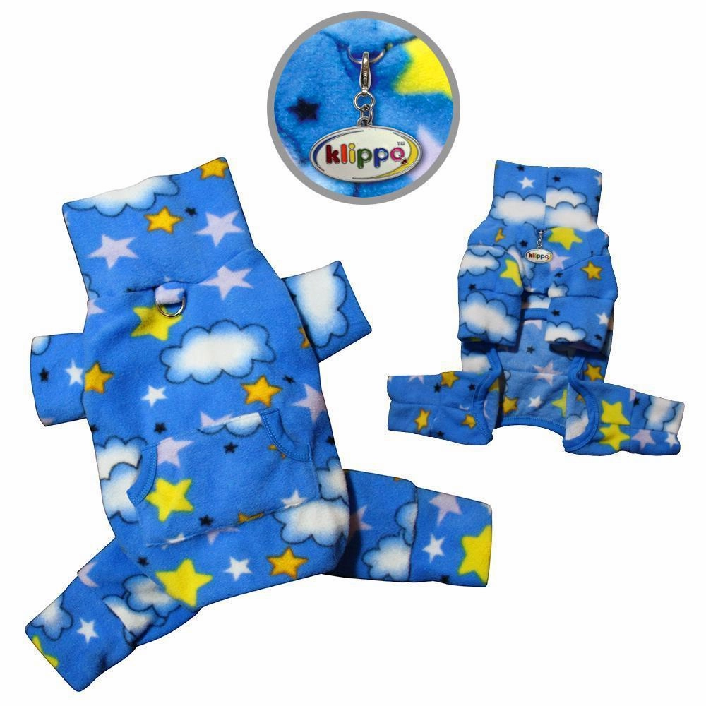 Stars And Clouds Fleece Turtleneck Dog Pajamas Large