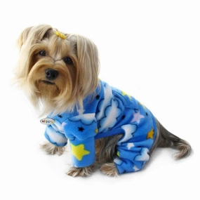 Stars And Clouds Fleece Turtleneck Dog Pajamas Large