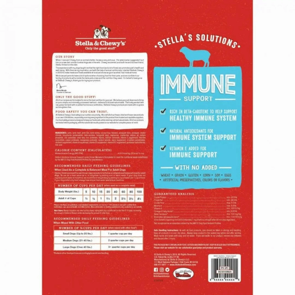 Stella's Solutions Immune Support Freeze Dried Grass Fed Lamb - Dinner Morsels Dog Food