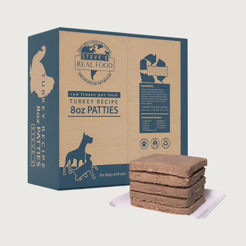 STEVE'S REAL FOOD Frozen Raw Turkey Recipe for Dogs and Cats