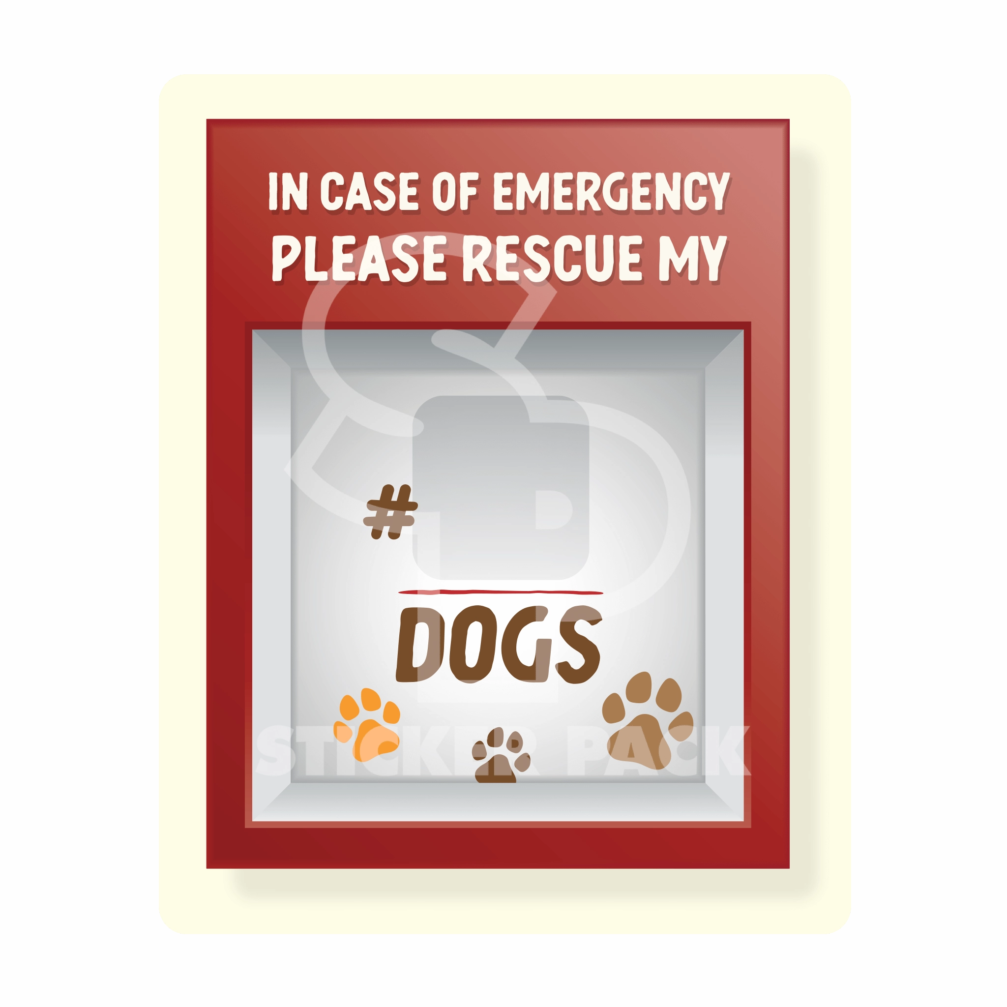 Sticker Pack Emergency Dog Rescue Sign; Large Sticker