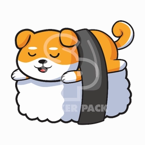 Sticker Pack Fun Sushi Dog; Large Sticker
