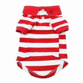 Striped Dog Polo Flame Scarlet Red/White 3XL