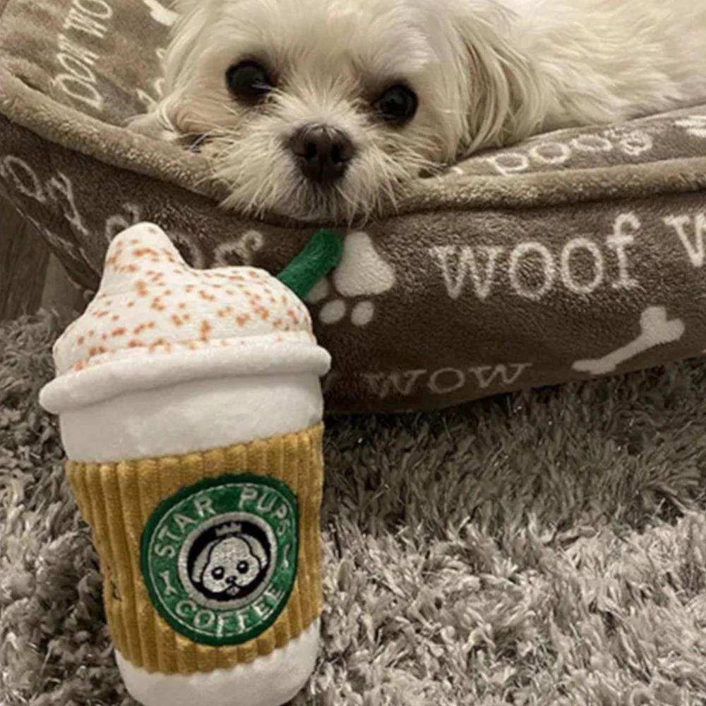 Talking Dog Club Pup Cup Plush Toy for Dogs (White)