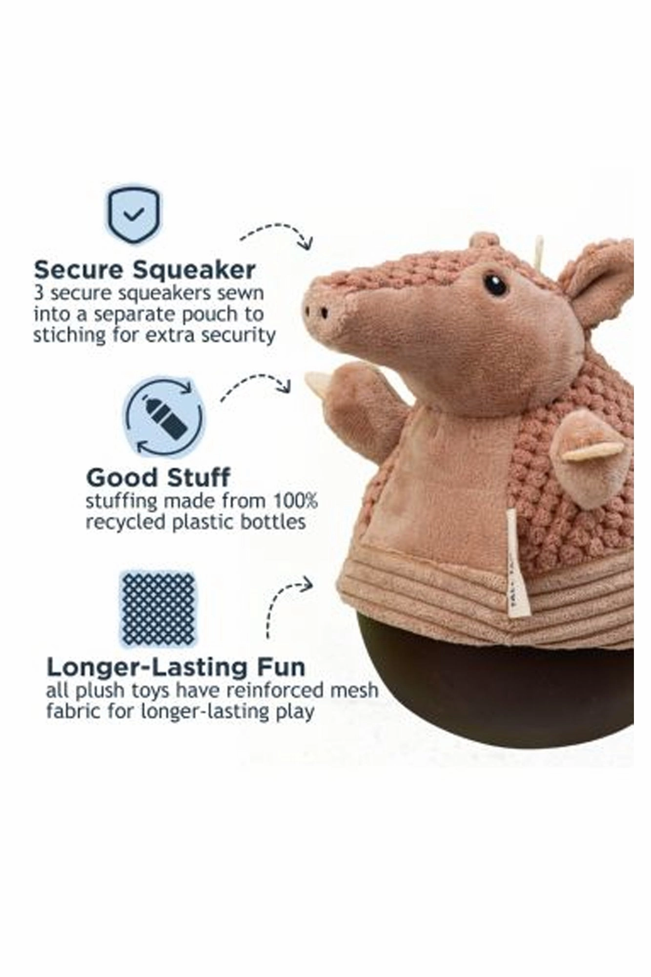 Tall Tails Armadillo Roly Poly Plush Dog Toy