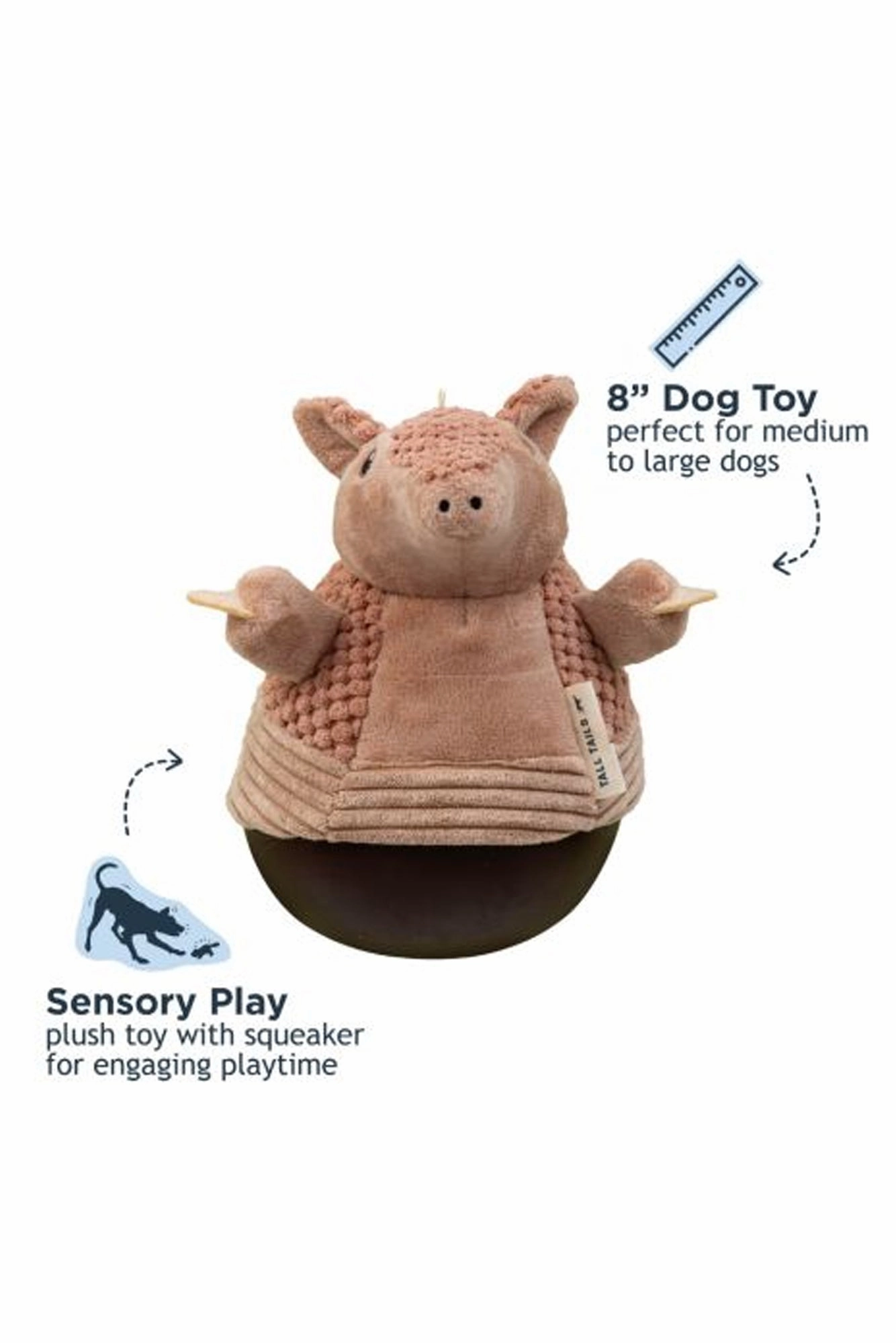 Tall Tails Armadillo Roly Poly Plush Dog Toy