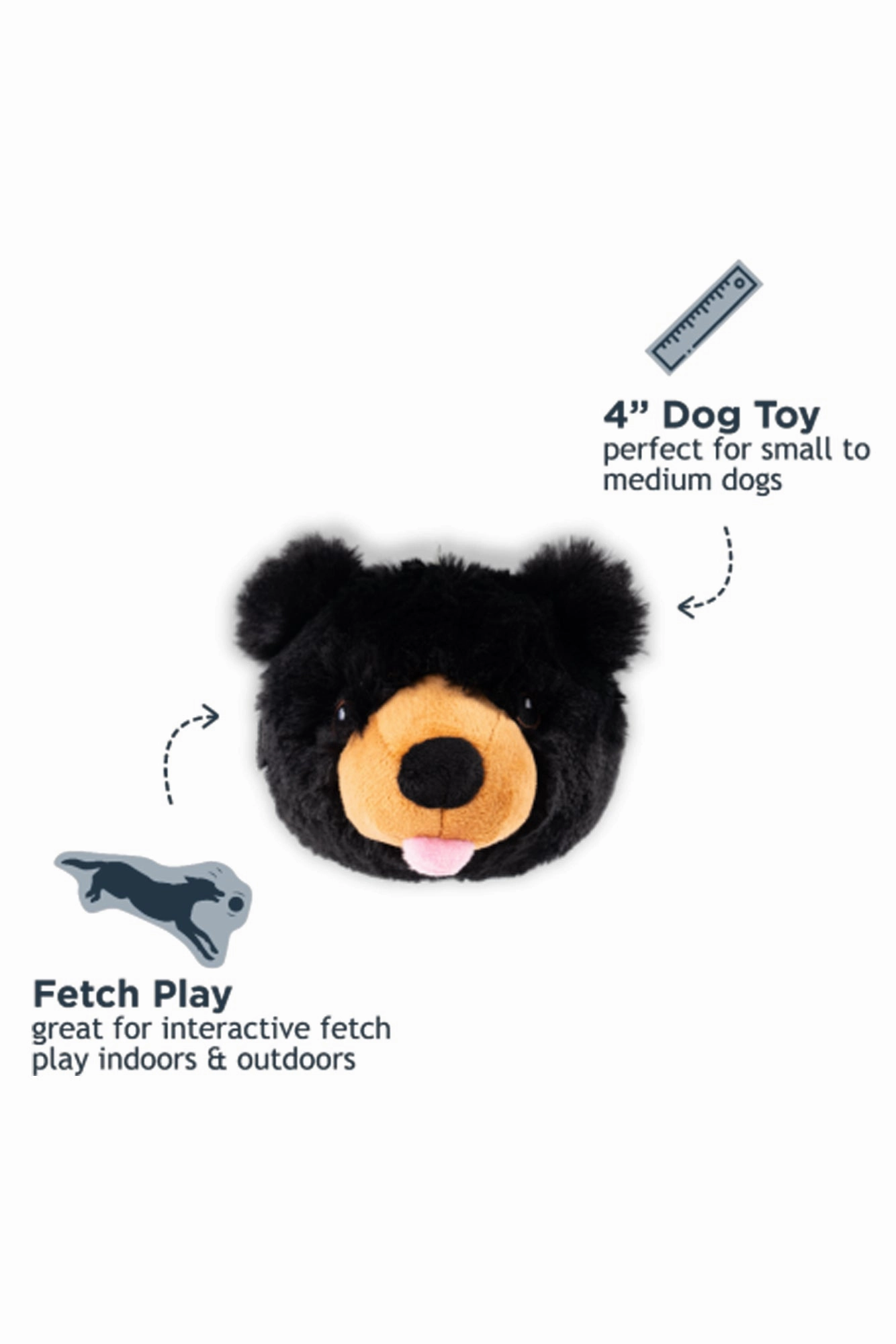 Tall Tails Black Bear Head 2-in-1 Dog Toy