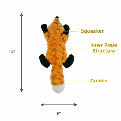 Tall Tails Stuffless Fox with Squeaker Rope Dog Toy