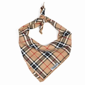 Tan Plaid Dog Bandana