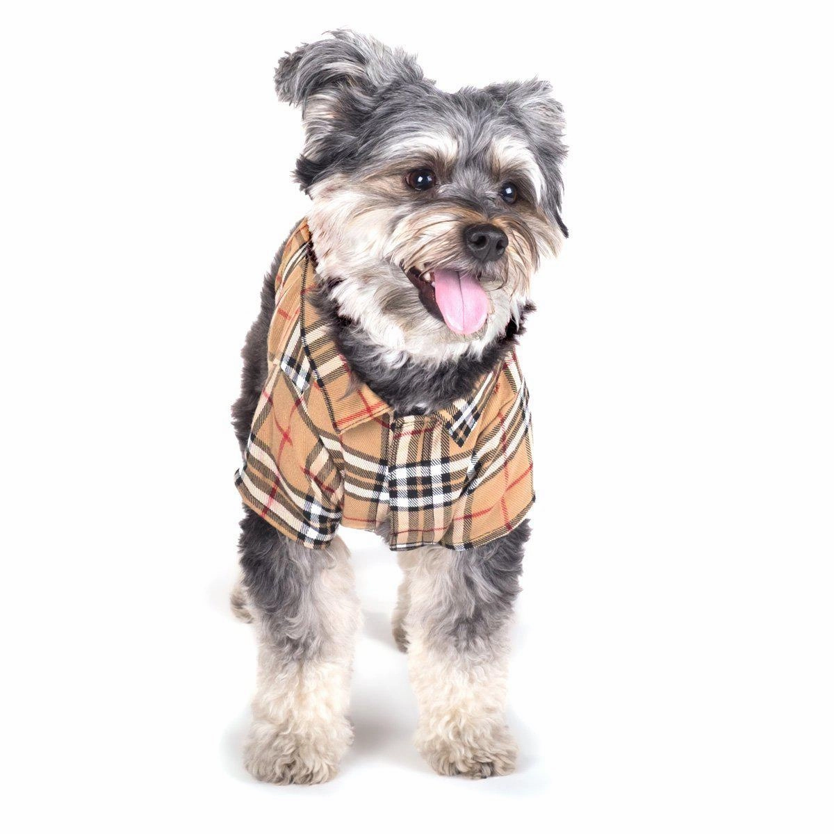 Tan Plaid Dog Shirt