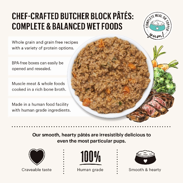 The Honest Kitchen Butcher Block Pate; Beef, Cheddar & Farm Veggies Wet Dog Food