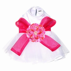 The Madeleine Dog Dress With Hot Pink Sash