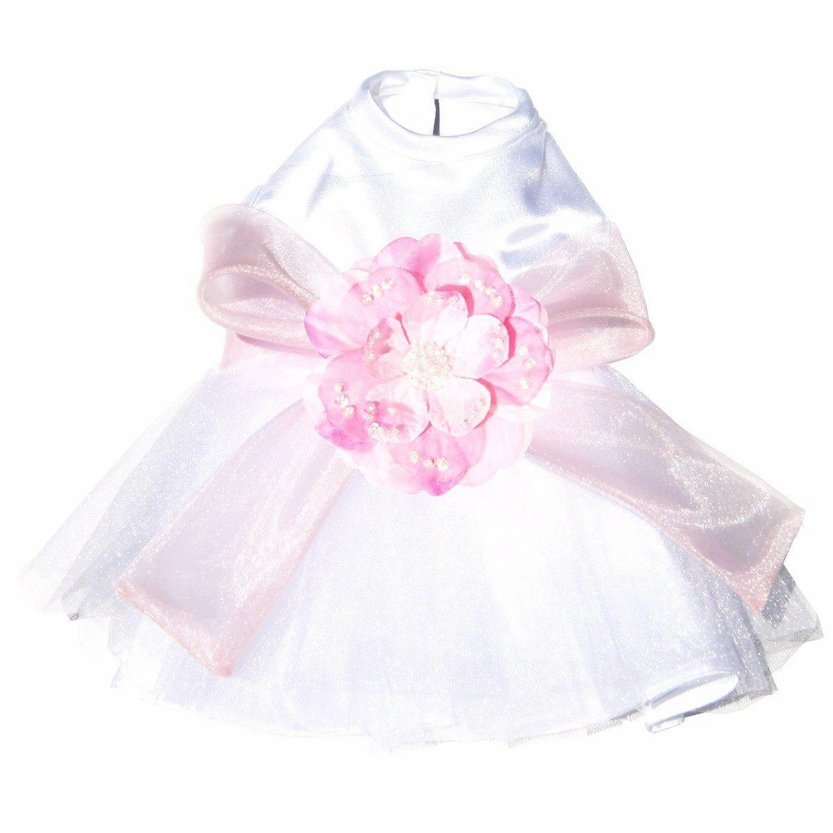 The Madeleine Dog Dress With Light Pink Sash