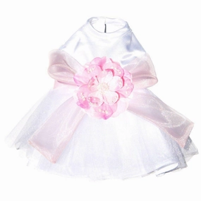 The Madeleine Dog Dress With Light Pink Sash