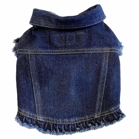 The Marilyn Denim Dog Jacket With Ruffles