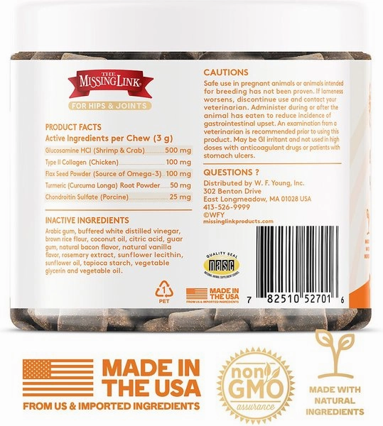 The Missing Link Collagen Care Hips & Joints Soft Chews Supplement for Dogs