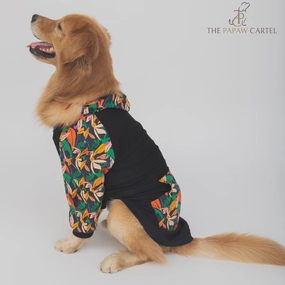 The Papaw Cartel Tropical Bomber Shacket for Dogs (Black)